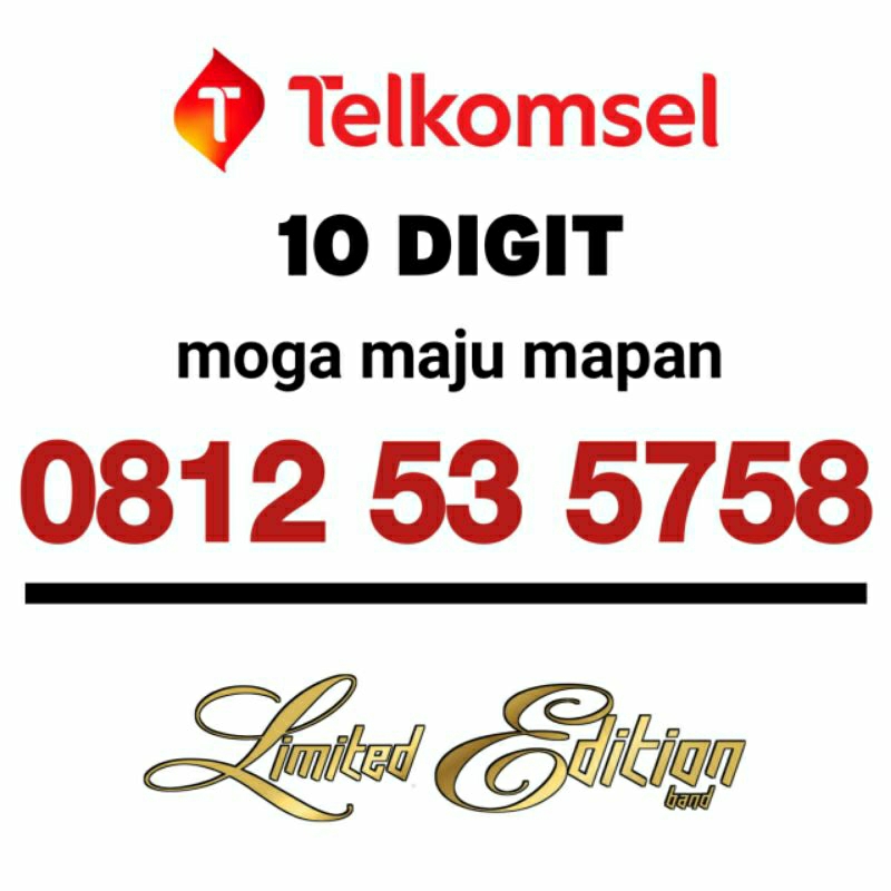 NOMOR CANTIK TELKOMSEL 10 DIGIT PRABAYAR KARTU PERDANA SIMPATI AS LOOP MOGA MAJU MAPAN 53 5758 MAJU 