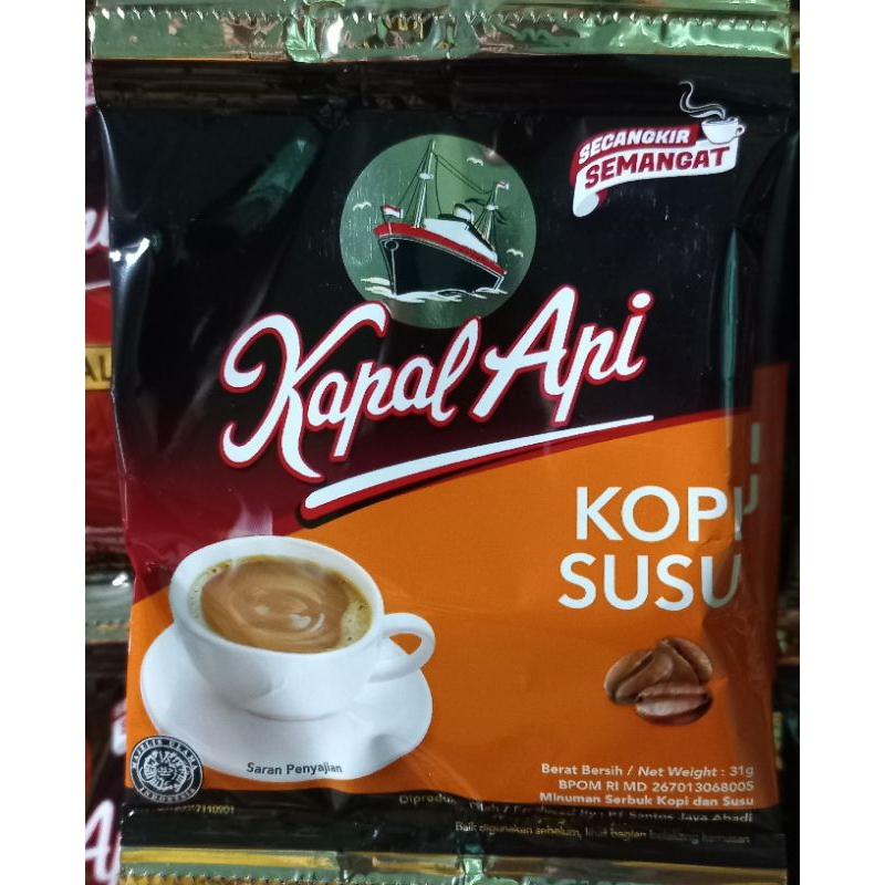 

Kapal Api kopi susu 1 Renceng Isi 10 Bungkus @31g