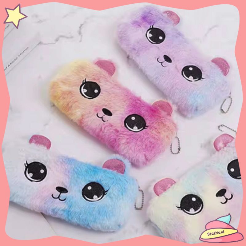 

Kotak Pensil Bulu Rainbow Kucing Cat Tempat Pensil Wadah Pensil Pouch Pencil Case Kosmetik