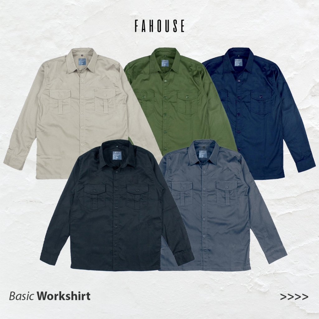 BASIC WORKSHIRT / JURNALIS /KEMEJA POLOS LENGAN PANJANG AMERICAN DRILL