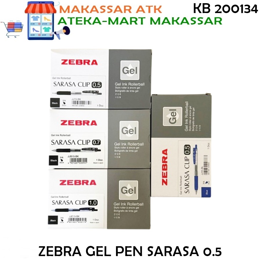 

[BOX/12PCS] ZEBRA SARASA GEL PEN 0.5MM 0.7MM 1.0MM HITAM - BIRU