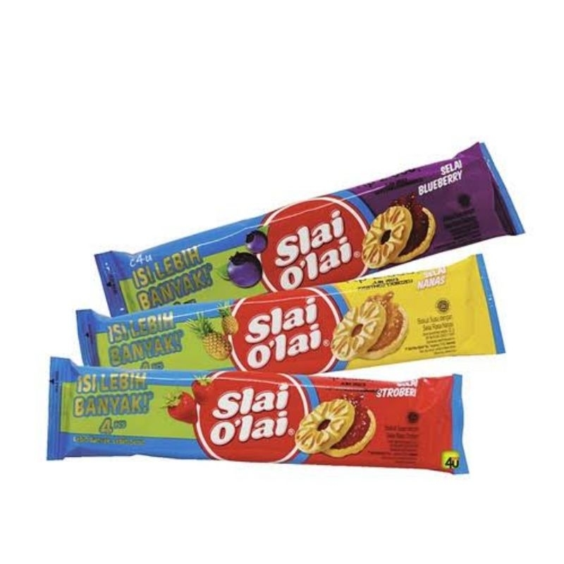 

{ PerBox isi 10 } - Slai Olai 32gr Biskuit isi Selai Buah Asli O'lai isi 4 pc perpak , isi 10pcs perbox