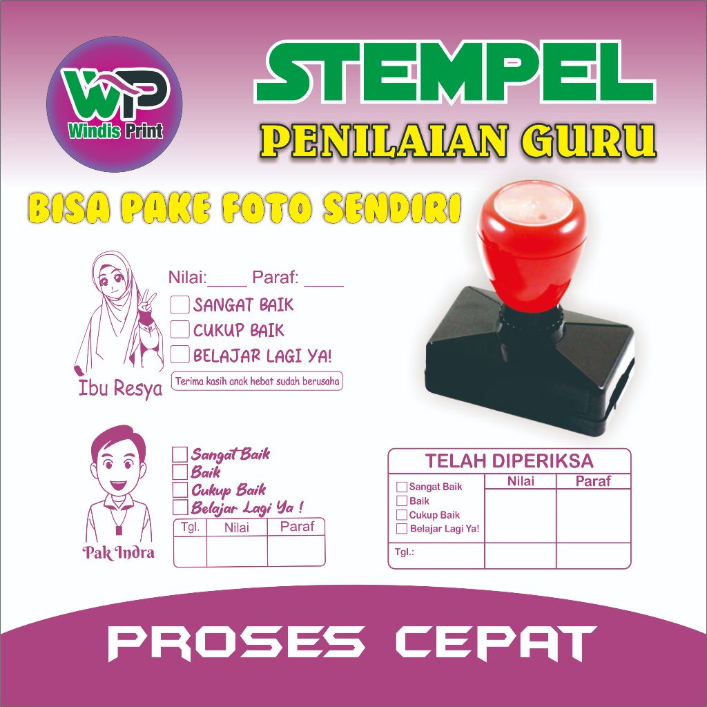 Stempel Penilaian Guru Persegi Nilai TK SD SMP SMA