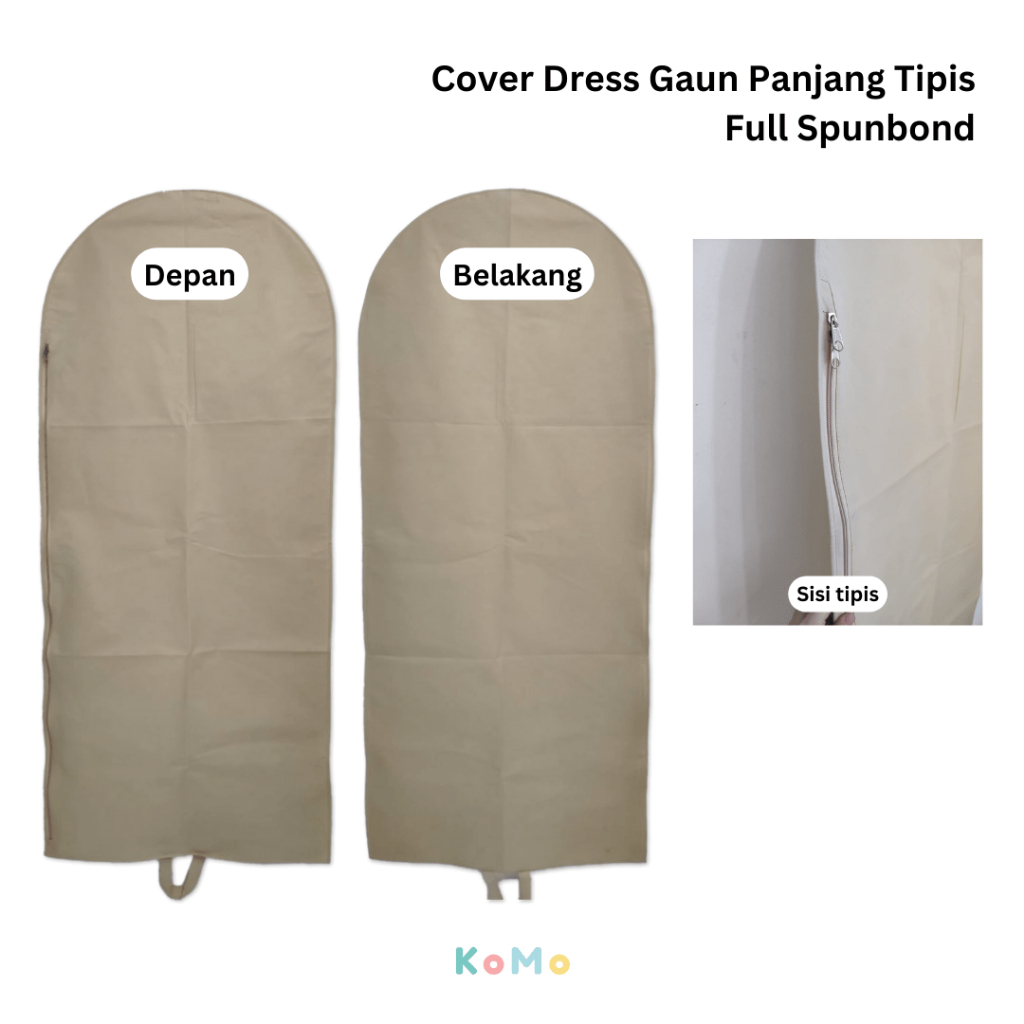 Cover Dress Gaun Pengantin Cover Dress Panjang Tipis Full Spunbond Tempat Penyimpanan Dress Panjang