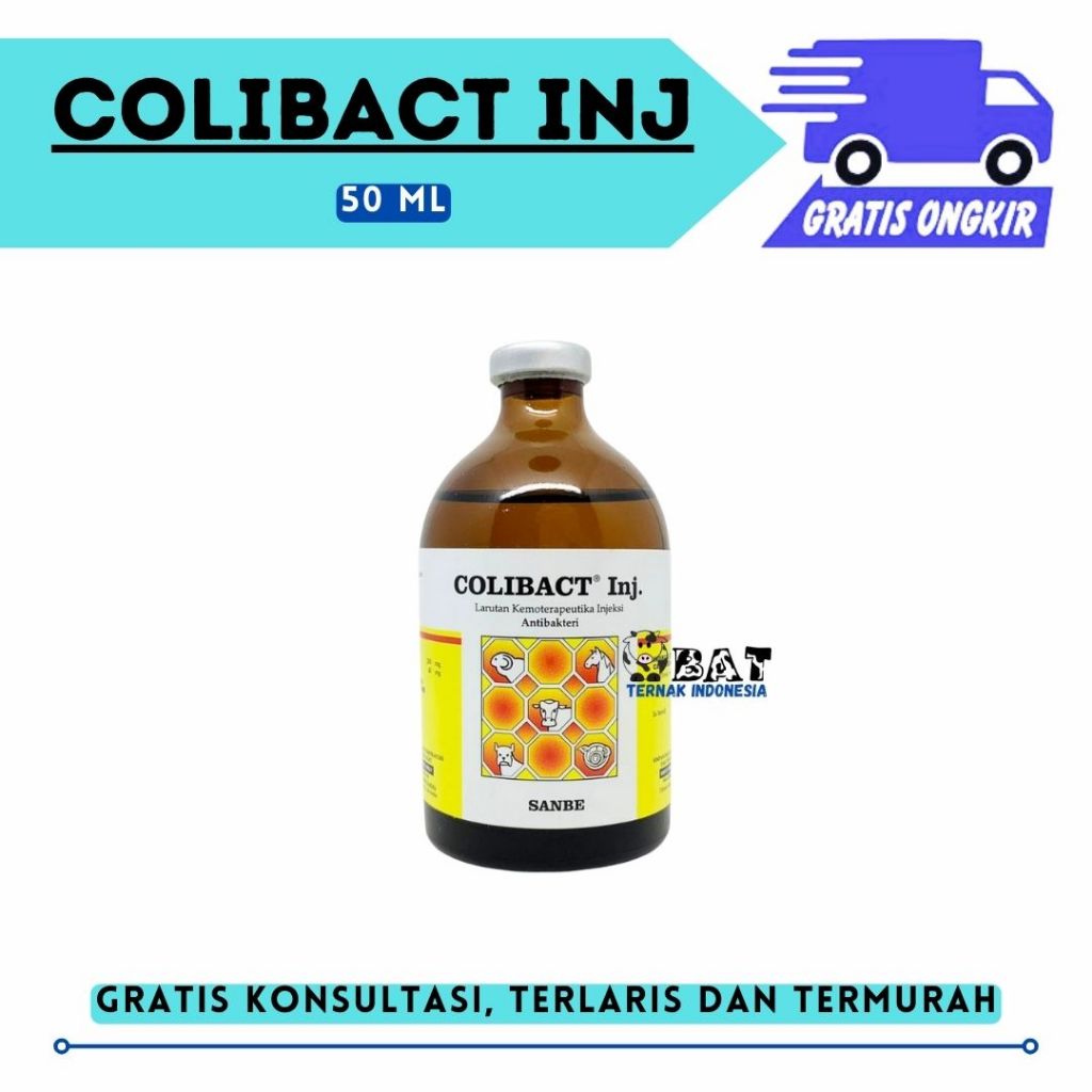 COLIBACT INJEKSI 50ML - Obat Mencret Sapi - Obat Diare Sapi Kambing Domba - Obat Antibiotik Hewan