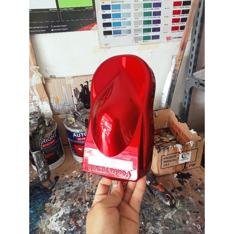 Cat Candy Merah Penta Oto/Cat Candy Red + Dasar Silver PU Polyuretane