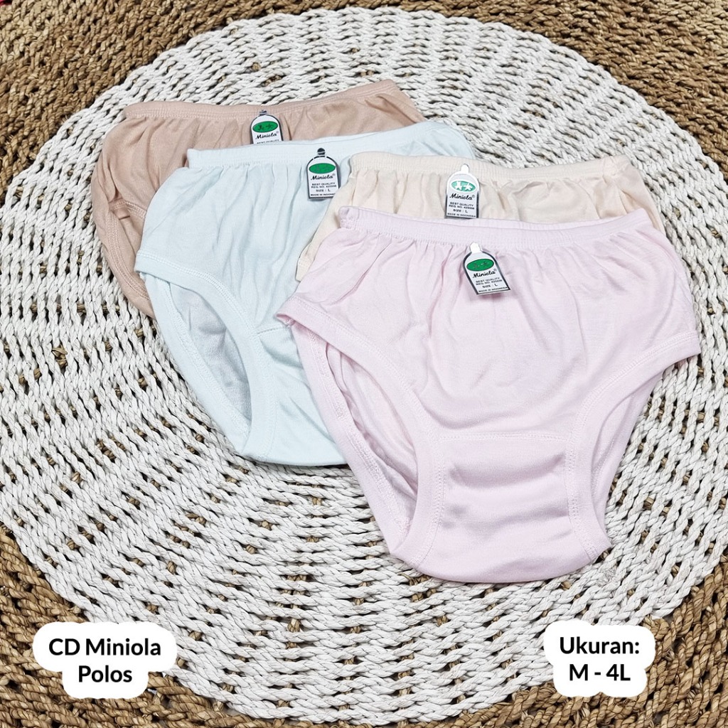 6 Pcs Celana Dalam Wanita Miniola Polos CD Wanita Miniola Celana Dalam Miniola Polos M L XL 3L 4L