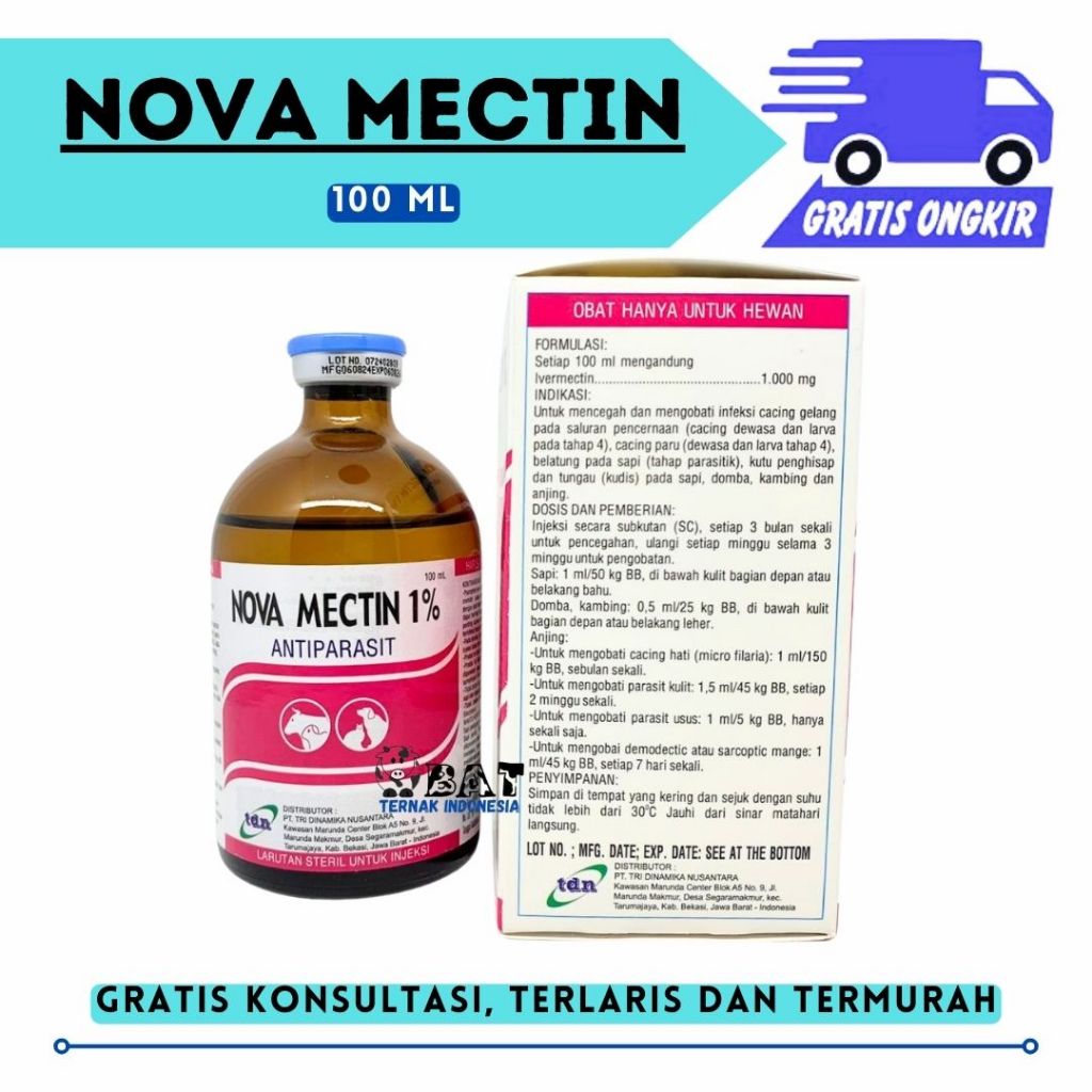 Obat Anti Parasit Cacing Kutu Caplak Sapi Kambing Domba Anjing Injeksi 100ml