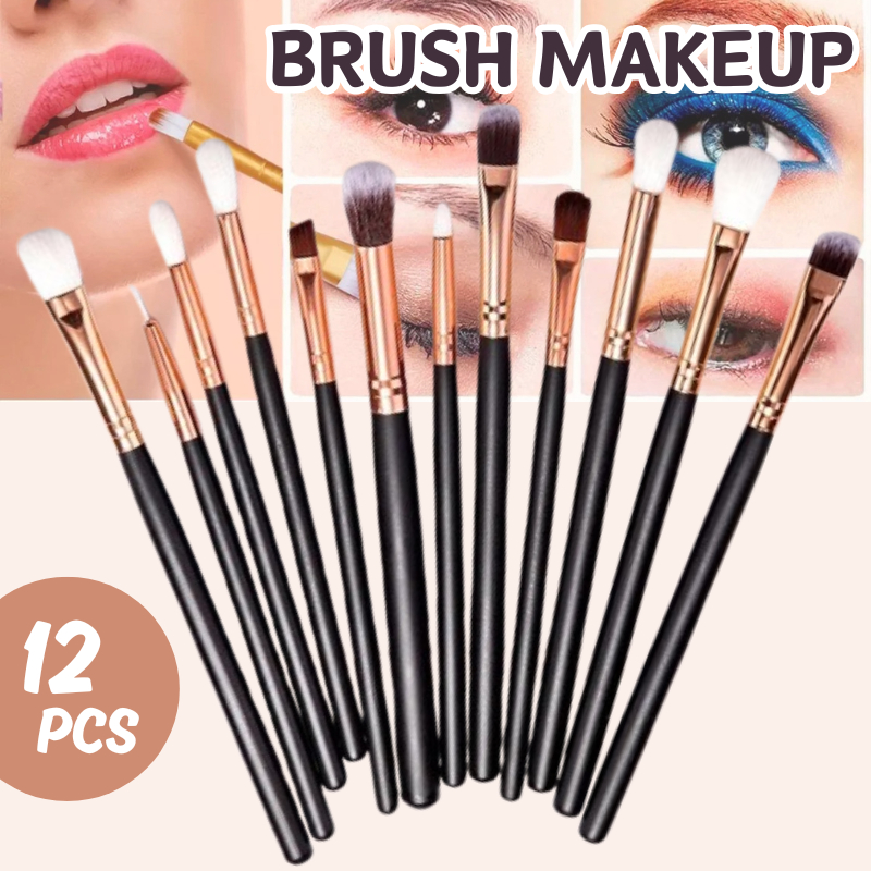 Kuas Make Up 12 Pc Set Lengkap 1 Paket Brush Makeup Eyeshadow Kit Aplikator Bulu Halus