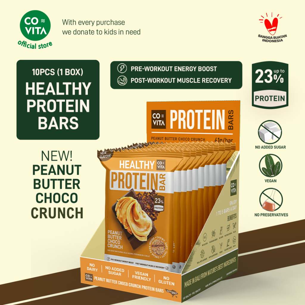 

Covita Healthy Protein Bars Box - Peanut Butter Choco Crunch