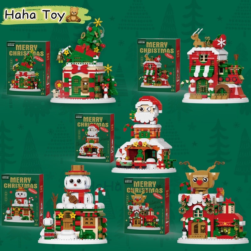 HAHA TOY Nano Blocks Series Natal 3D Model Mainan Blok Susun Blok Christmas Dekorasi Hiasan DIY Toys