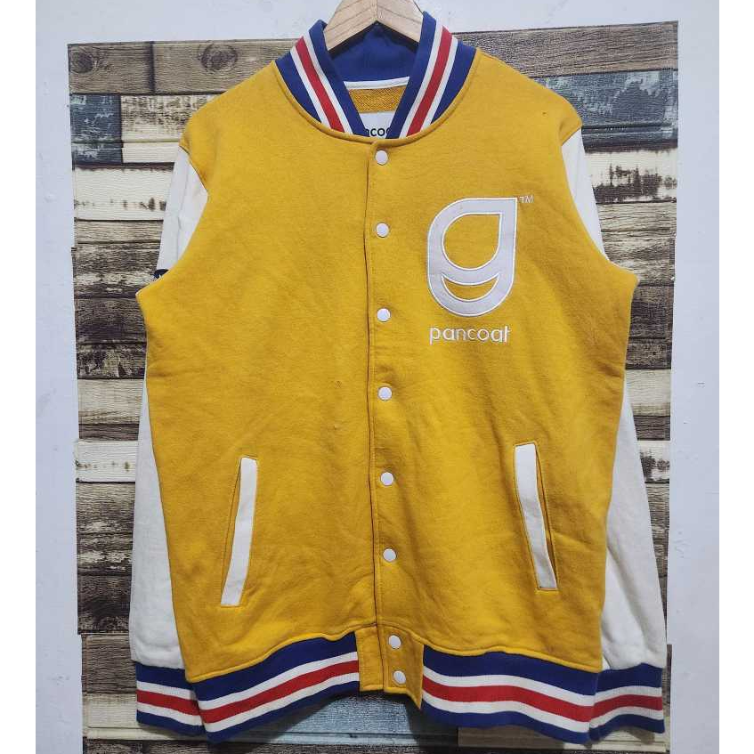 Pancoat Equipment for life style Varsity Jacket Yellow White Original ( Size L)