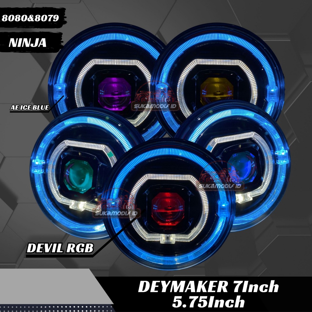 Lampu Tembak Tengkorak 5,7Inch LED Bulat Lampu Tembak xcase Lampu  12 Led