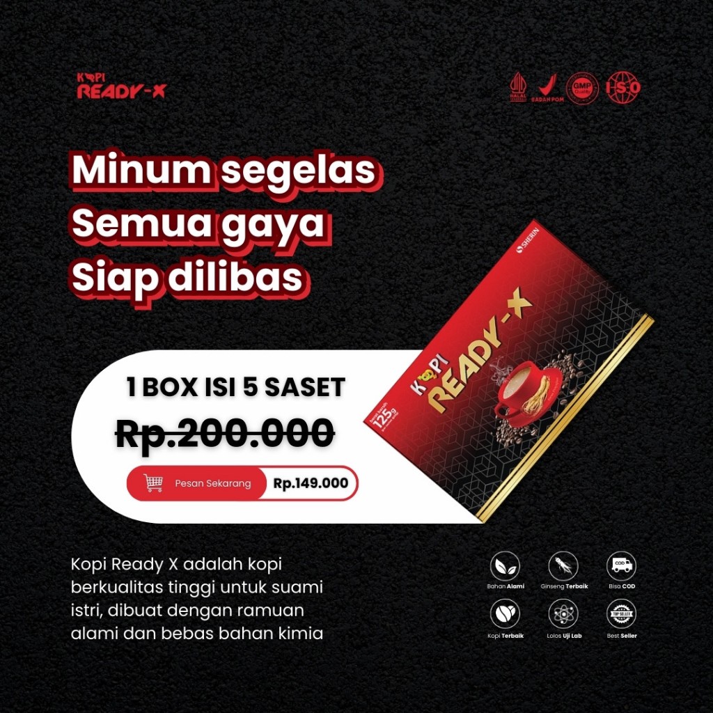

Kopi Ready X | Paket 1 Box | 5 Sachet