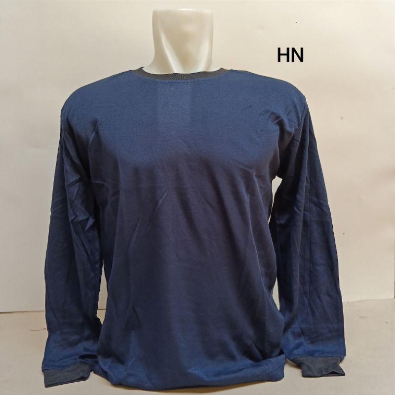 kaos polos lengan panjang deker biru navy