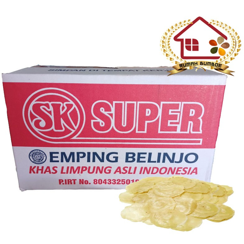 

(1 KG) EMPING BELINJO SK Super Kemasan Kardus Aman Emping Blinjo Super Khas Limpung Dari Pabrik