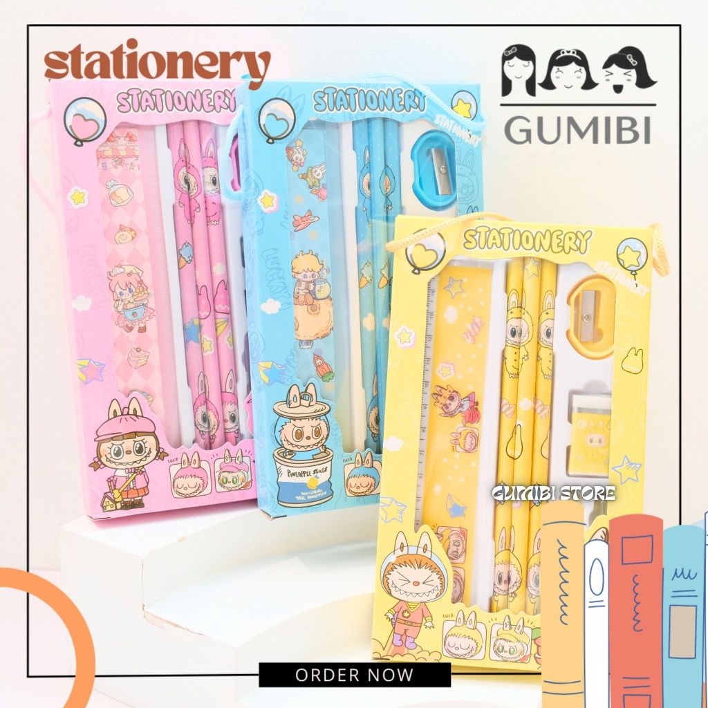 

PAKET ALAT TULI 5 IN 1 LABUBU PAKET XIMI LABUBU SET ALAT TULIS LABUBU TALI LUCU TERMURAH