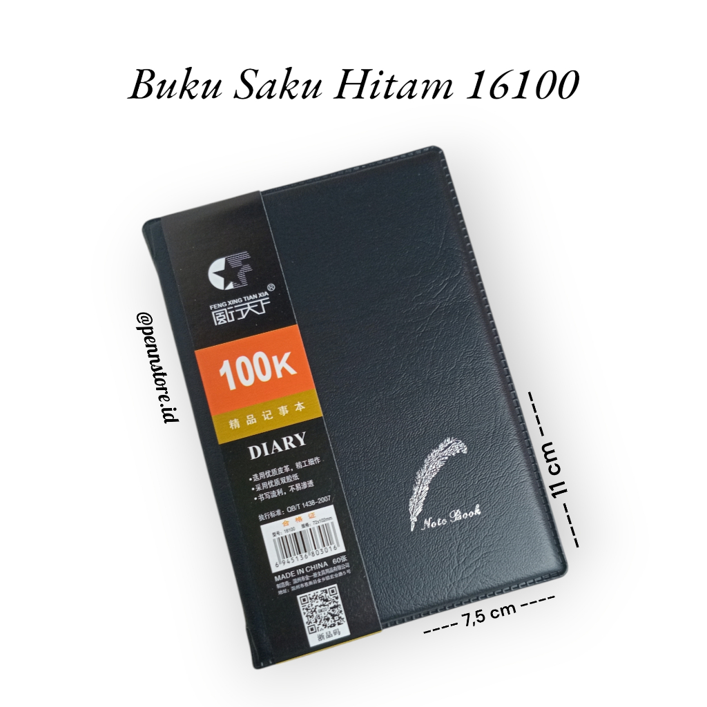 

(pcs) Buku saku Hitam 16100 - Buku Agenda Kecil Praktis