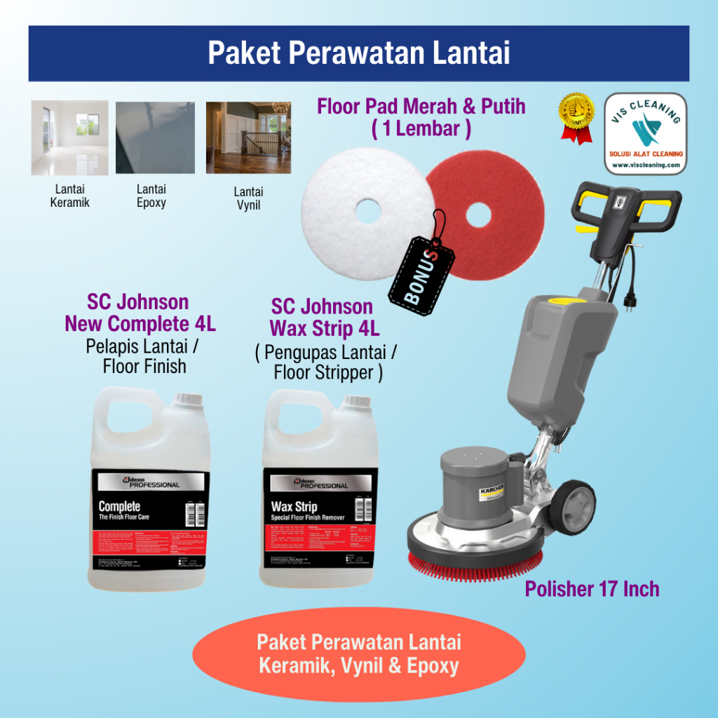 Paket Pembersihan & Perawatan Lantai Keramik Vynil Epoxy Lengkap