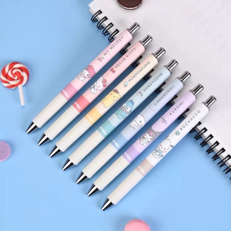 

Pentel EnerGel Sanrio Characters White Grip Series Pompompurin Pochacco Hangyodon Cinnamoroll My Melody Kuromi 0.5mm Gel Ink Pen Limited Edition