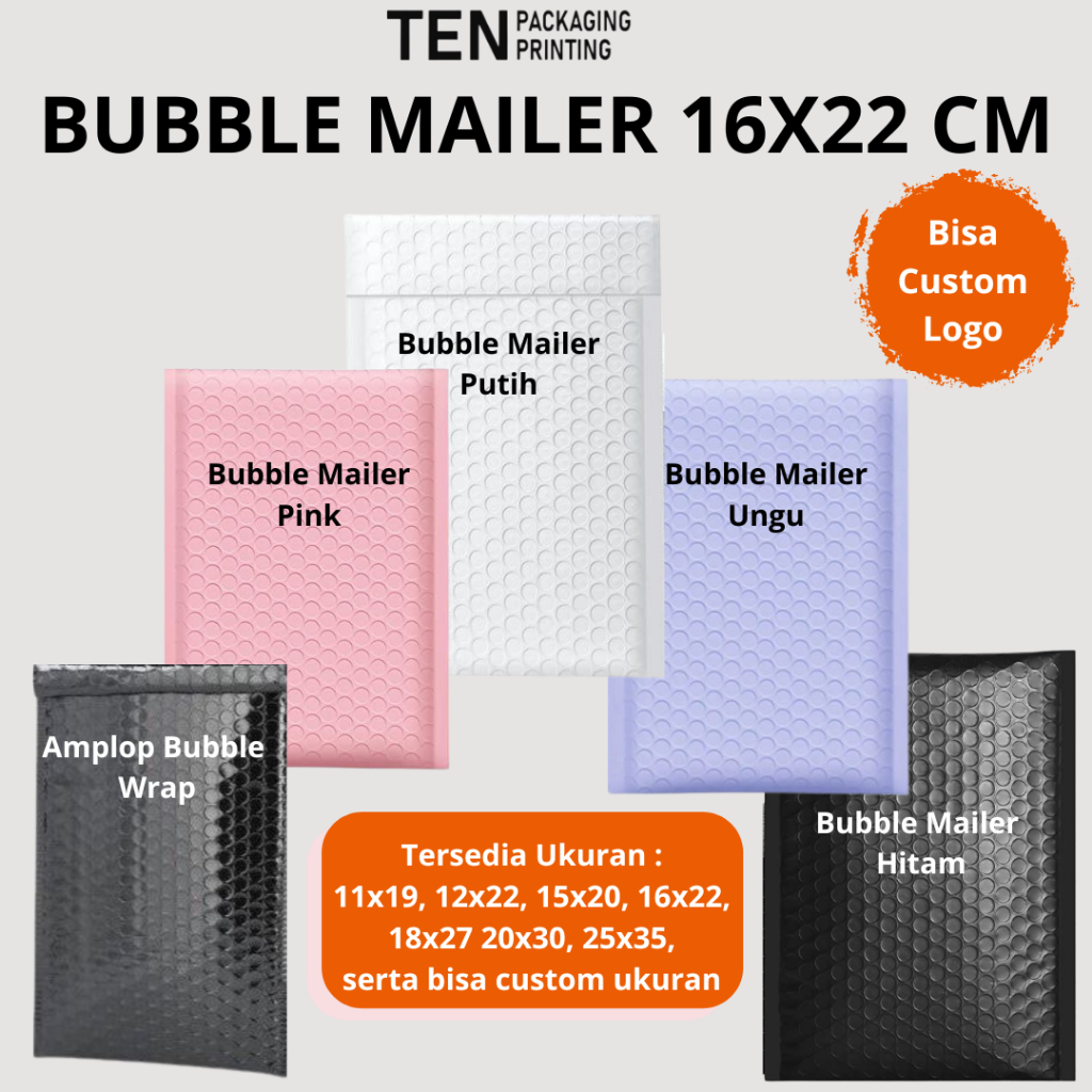 

16x22 CM BUBBLE MAILER PREMIUM PUTIH HITAM PINK UNGU (Harga Per pcs) | POLYBUBBLE AMPLOP Bubblemailer PACKING OLSHOP Murah