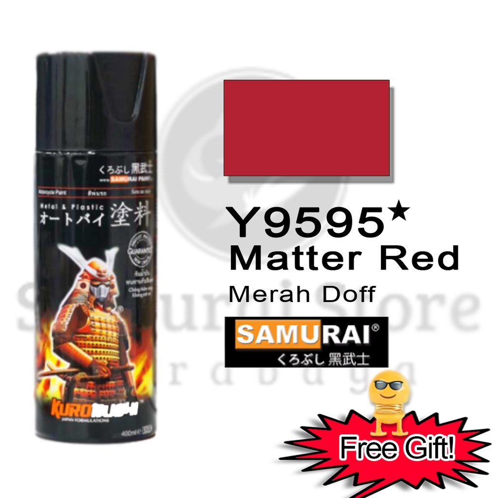 Samurai Paint Matte Red Y9595  ☆ Merah Doff 400 ml - Cat Semprot Pilox Aerosol