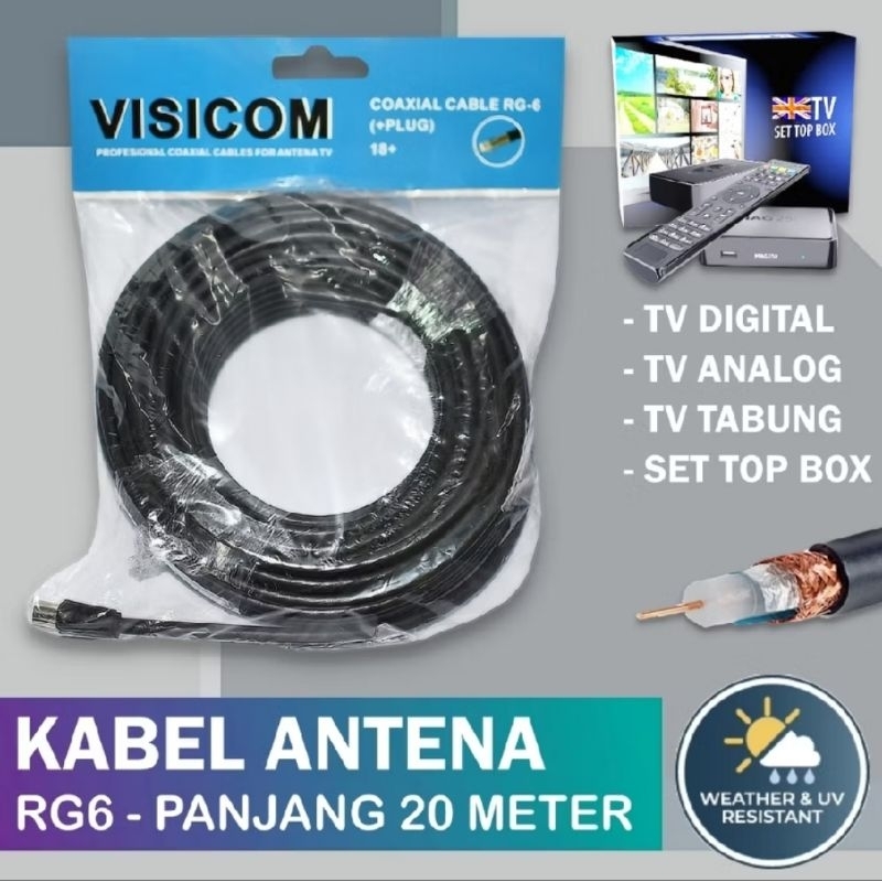 KABEL ANTENA VISICOM BIASA 20 METER - KABEL RG6 VISICOM
