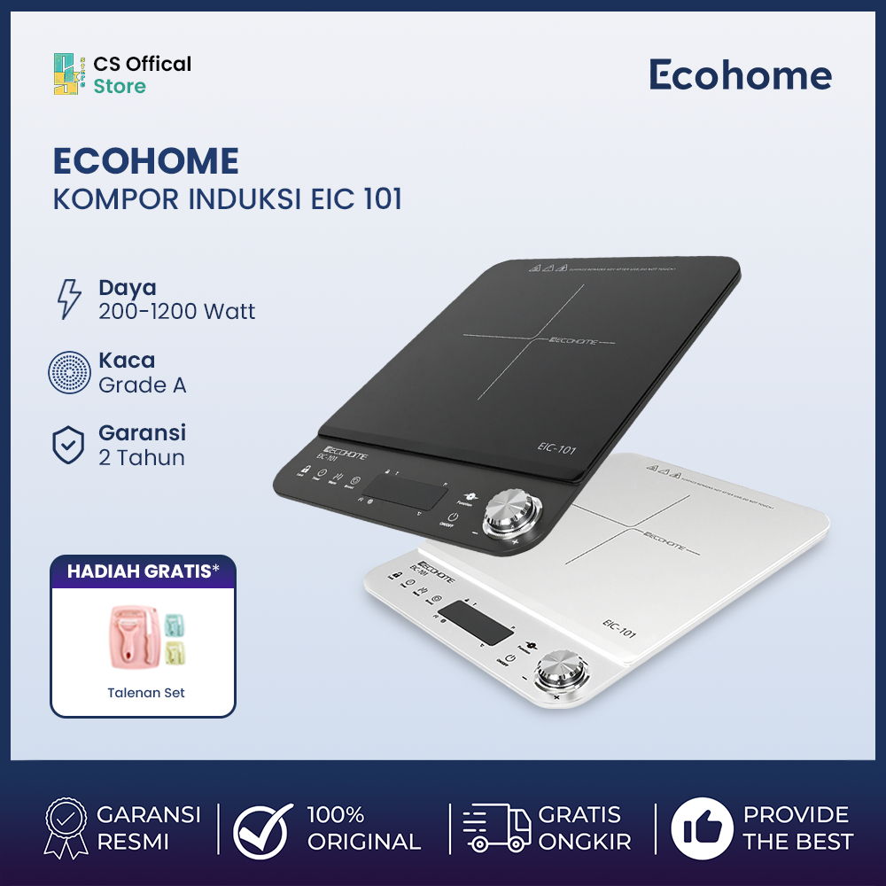 ECOHOME Induction Cooker EIC-101 Smart Kompor Induksi Listrik Low Watt Crystal Glass Screen