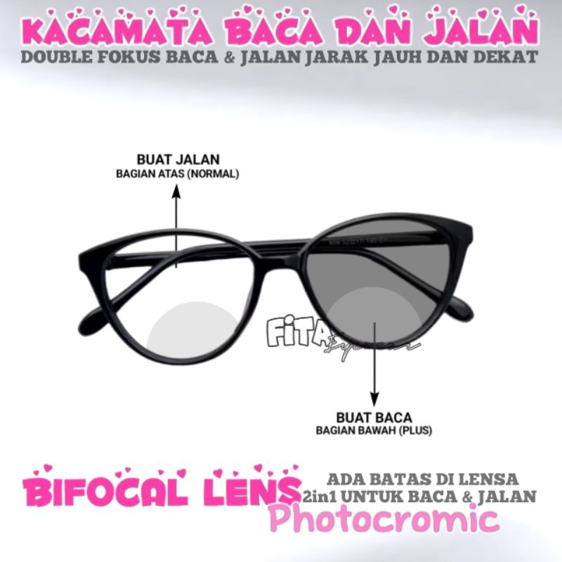 Kacamata Baca Dan Jalan Photocromic Bifocal Lens | Kacamata Plus Baca Dan Jalan Photocromic | Frame 