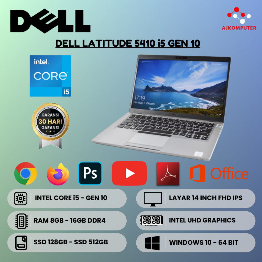 DELL LATITUDE 5410 i5 / i7 GEN 10 SECOND ORI BERGARANSI