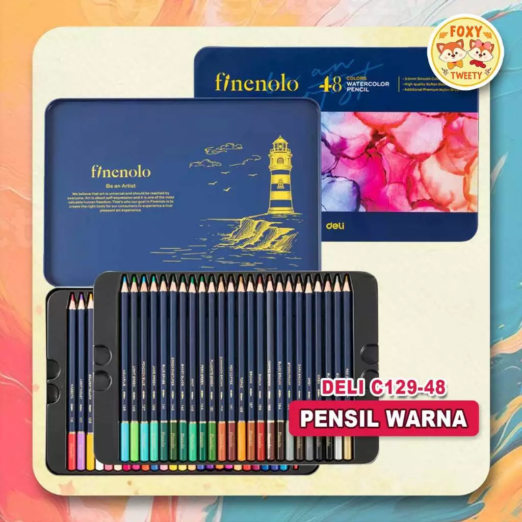 

Deli Finenolo Premium Watercolor Pencil 3.0mm Leads Gratis Kuas - EC129