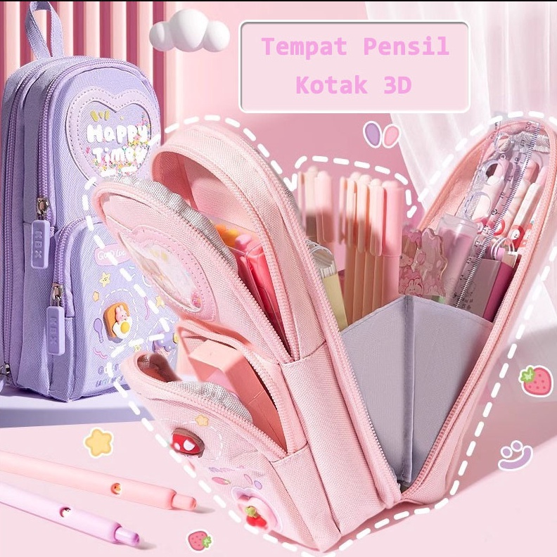 

KODE M67R Tempat Pensil Kotak 3D Anak Lucu Besar Fun Korea Bag Model Pensil Kanvas 6 Kamar Sekolah Dasar Kotak Pensil Siswa