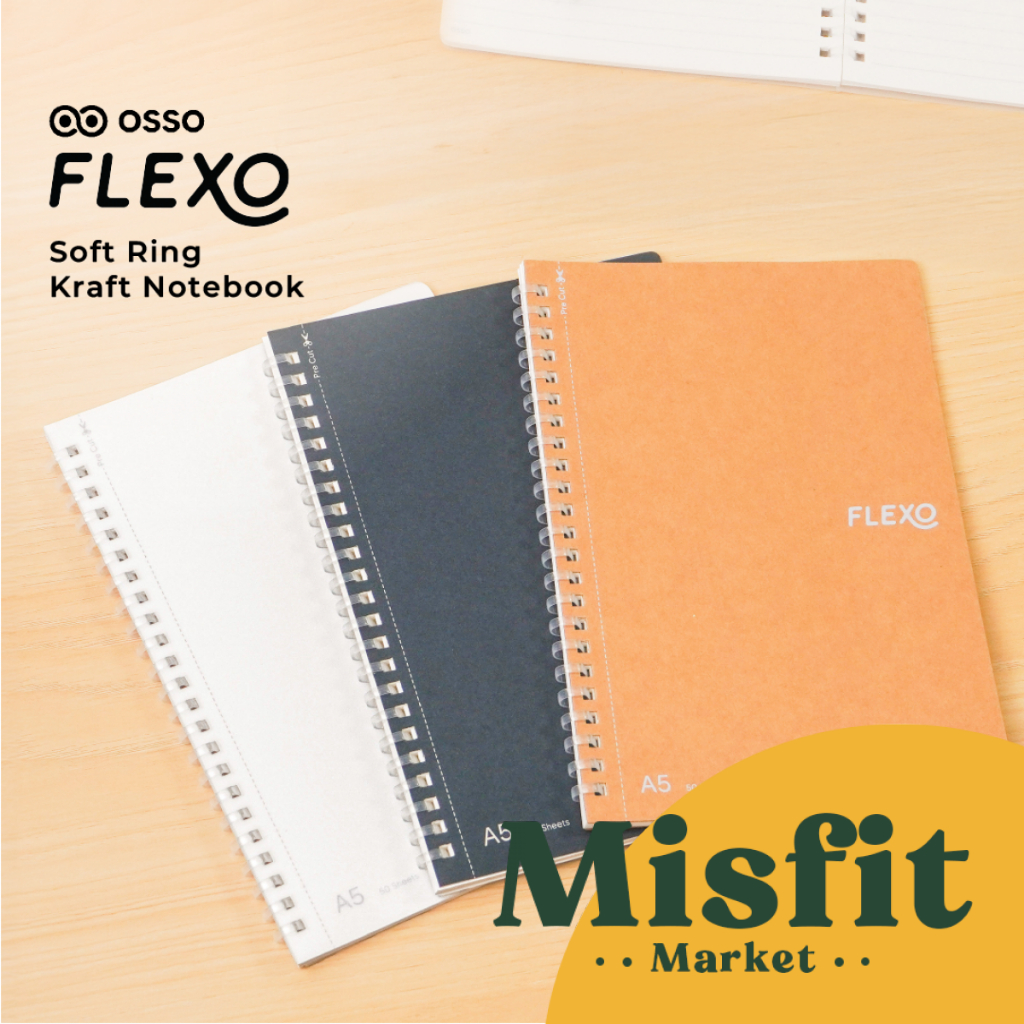 

OSSO Flexo Soft Ring Kraft Notebook A5 B5 Buku Binder