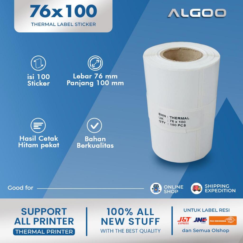 

ALGOO Stiker Thermal Label Barcode 76x100mm - Roll isi 100 pcs