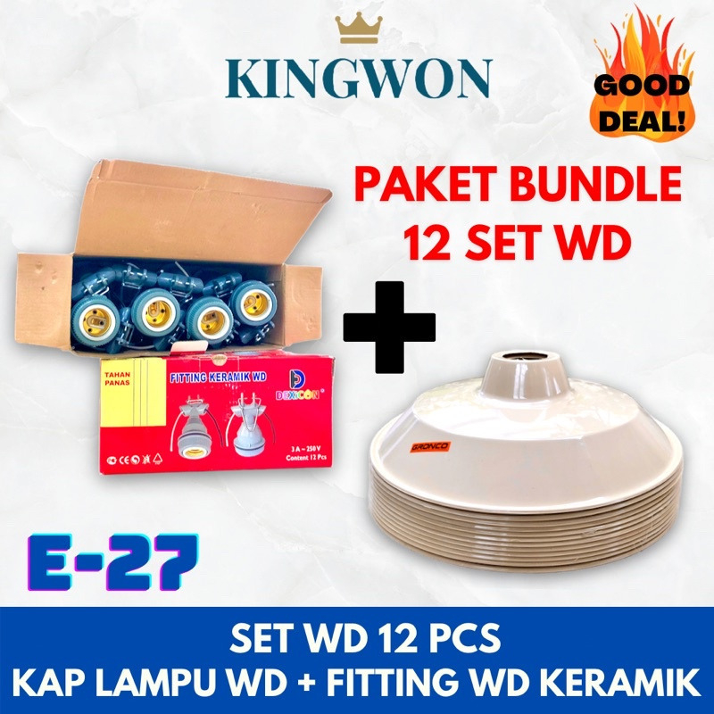 [ ISI 12 PCS ] KAP LAMPU GANTUNG/KAP WD + FITTING GANTUNG WD E27 LAMPU OUTDOOR FITTING OUTDOOR