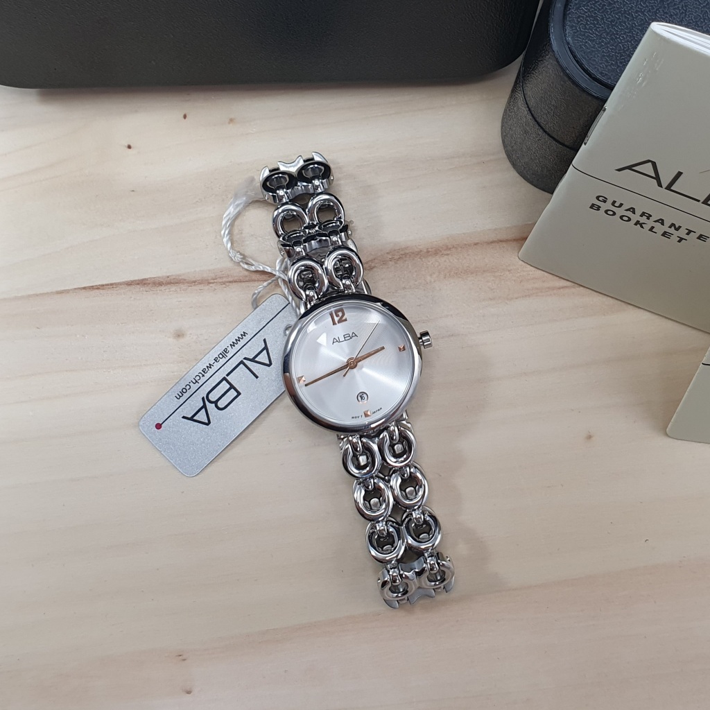 Jam Tangan Wanita Alba Tali Rantai Stainless Steel Anti Air Anti Karat Original Bergaransi 1 Tahun R