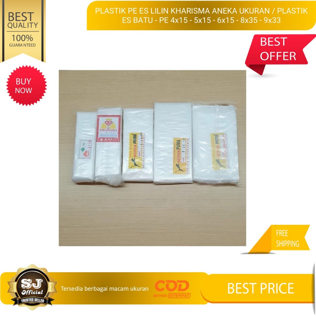 PLASTIK PE ES LILIN KHARISMA ANEKA UKURAN / PLASTIK ES BATU  - PE 4x15 - 5x15 - 6x15 - 8x35 - 9x33