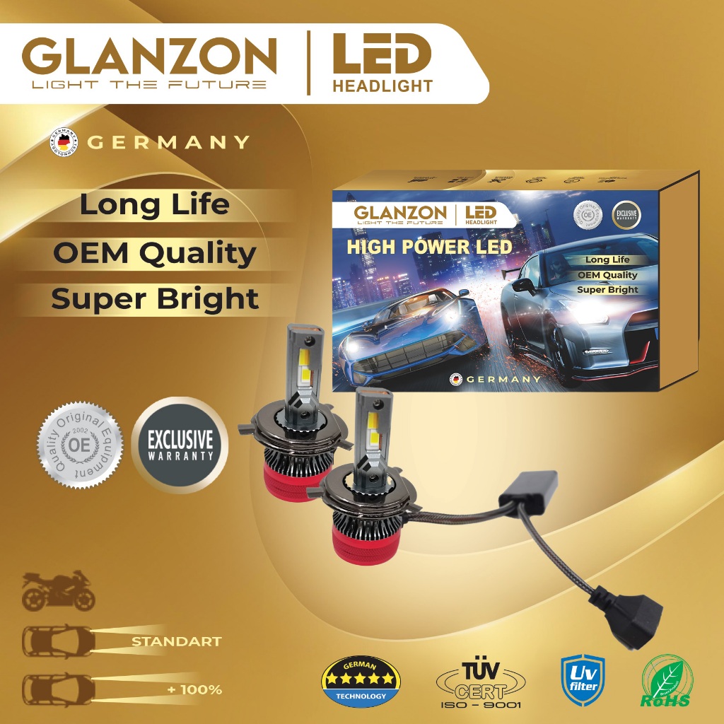LAMPU HALOGEN GLANZON LED H4 12/24V 75 W 3 COLOR