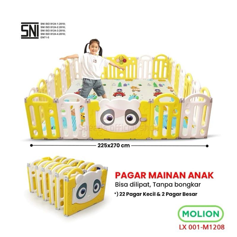 MOLION Pagar Mainan Anak Pagar Bayi Baby Fence Plastik HDPE Bisa Dilipat 1208