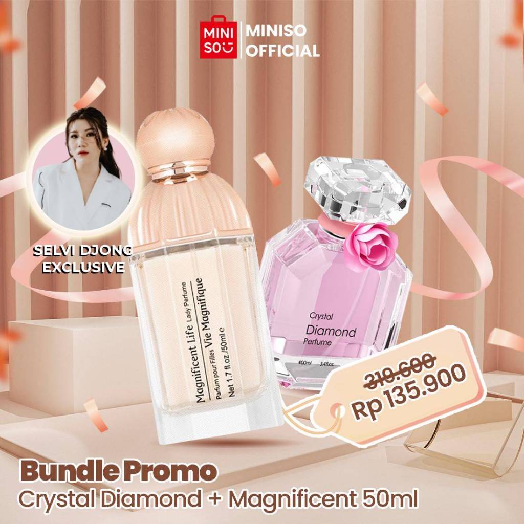[Selvi Djong Exclusive] MINISO Crystal Diamond Perfume & Magnificent Life EDT Paket Kombo Isi 2 Boto