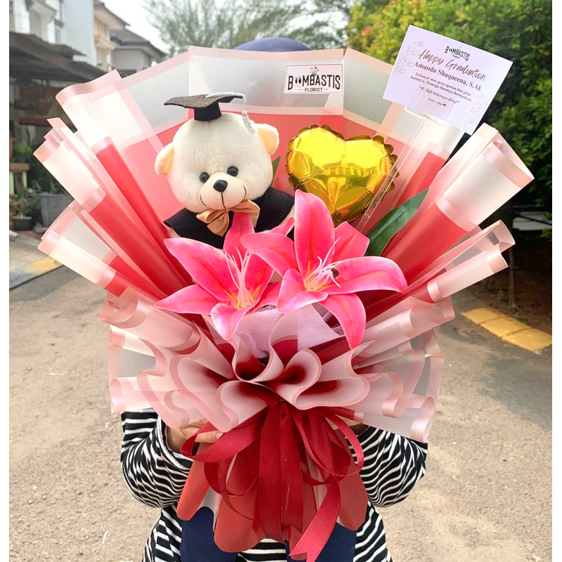 Lily Flower Graduation Bouquet | Buket Bunga Lily | Buket Bunga Wisuda | Buket Graduation | Buket Wi