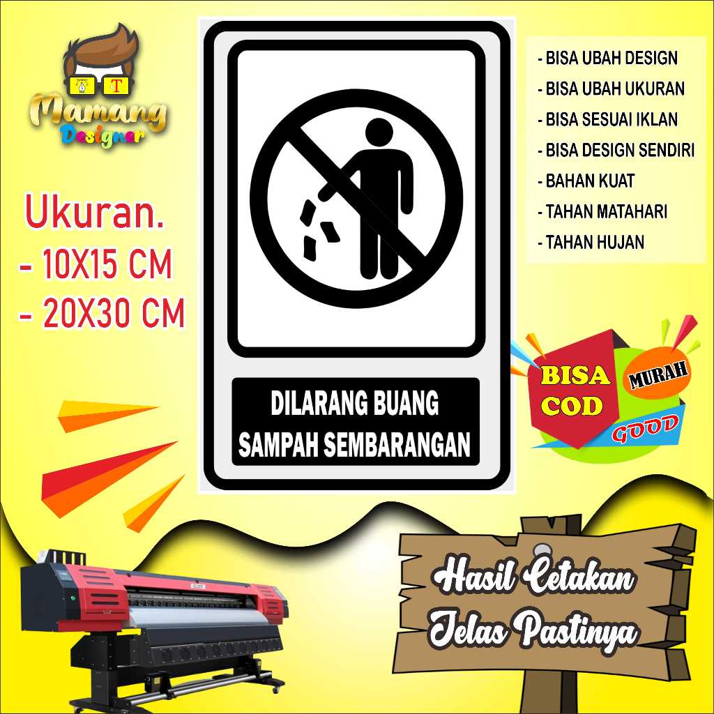 

Cetak Sticker Larangan Buang Sampah Keren Putih