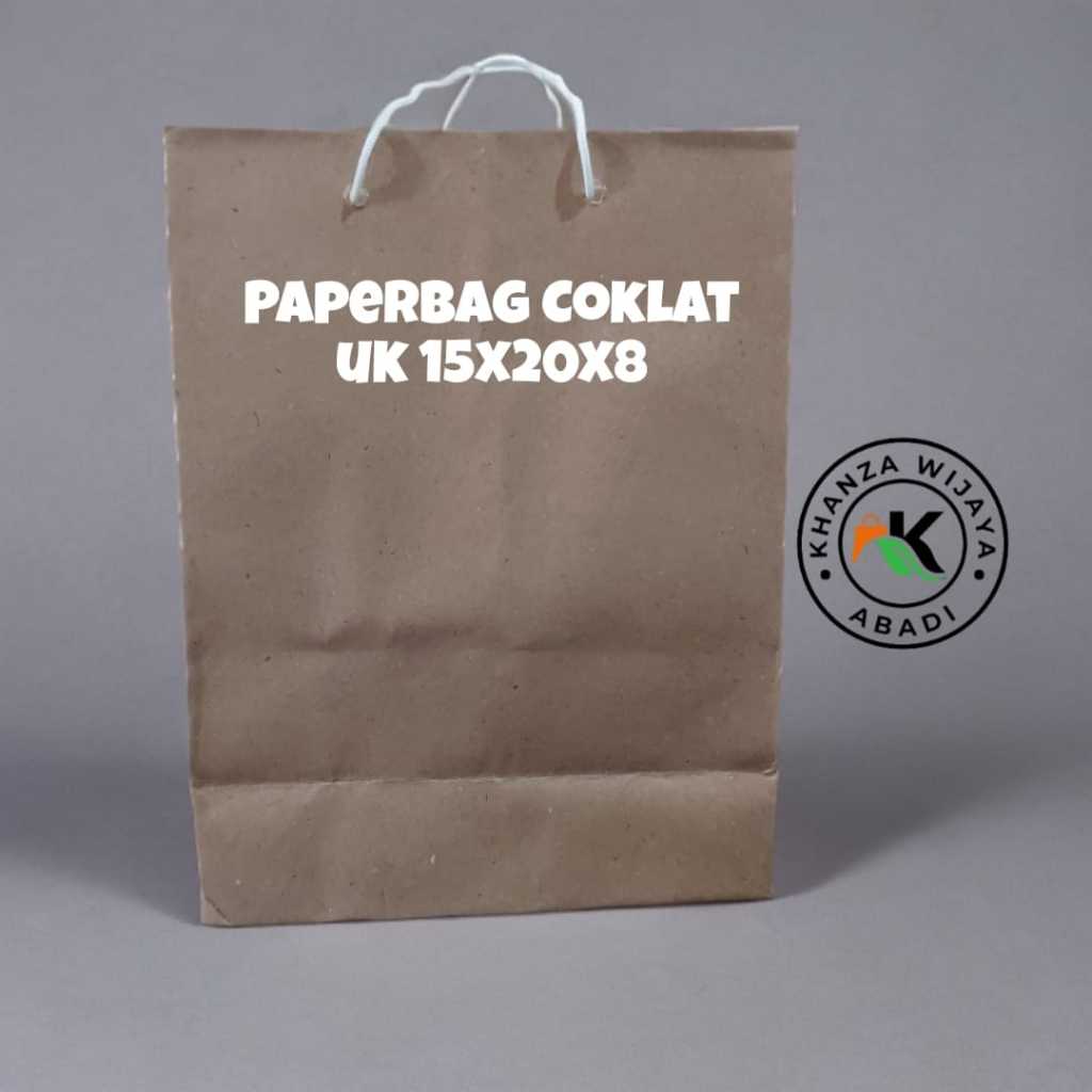 

Kantong Kertas Polos Coklat - Paper Bag Brown Craft ukuran 15x20x8 - Lusin
