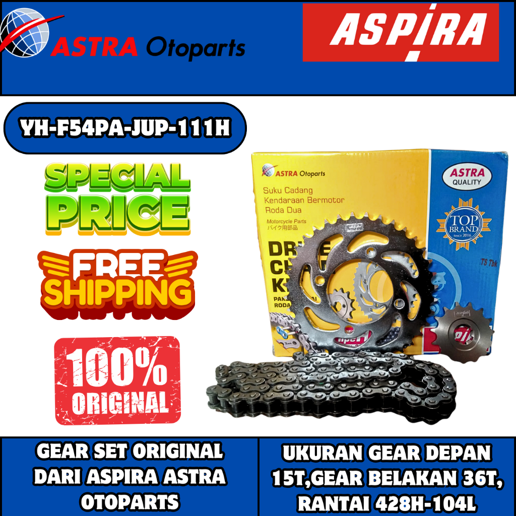 GIR SET MOTOR YAMAHA JUPITER Z BURHAN ASPIRA ASTRA ORI 1 SET DEPAN BELAKANG PLUS RANTAI