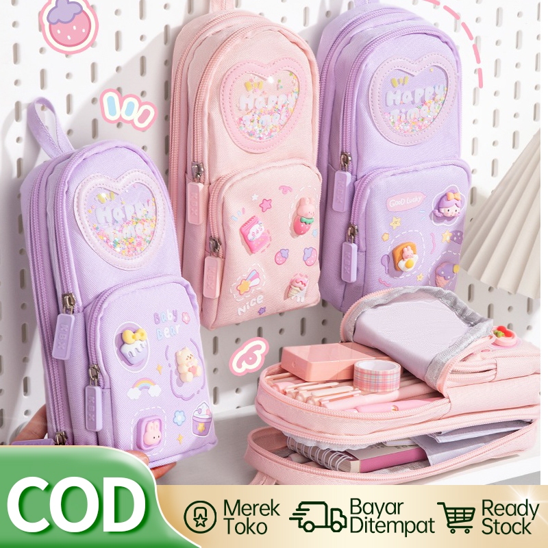

kotak pensil aesthetic,tempat pensil anak perempuan,gadis lucu pink kotak pensil baru sekolah,Alat