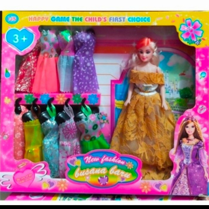 MJ Mainan Berbie Boneka Fashion Dan 10 Gaun Anak Perempuan Hadian Kado Cewek 3 4 5 Tahun