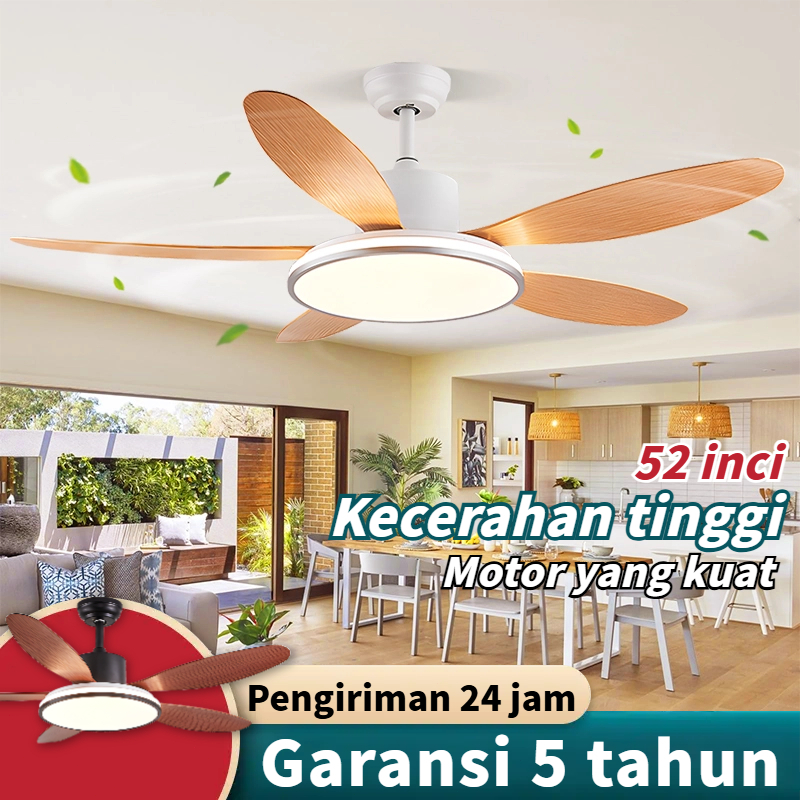 Lampu kipas angin gantung plafon 52 inci remote 3warna kipas angin ruang tamu dengan lampu kipas bal