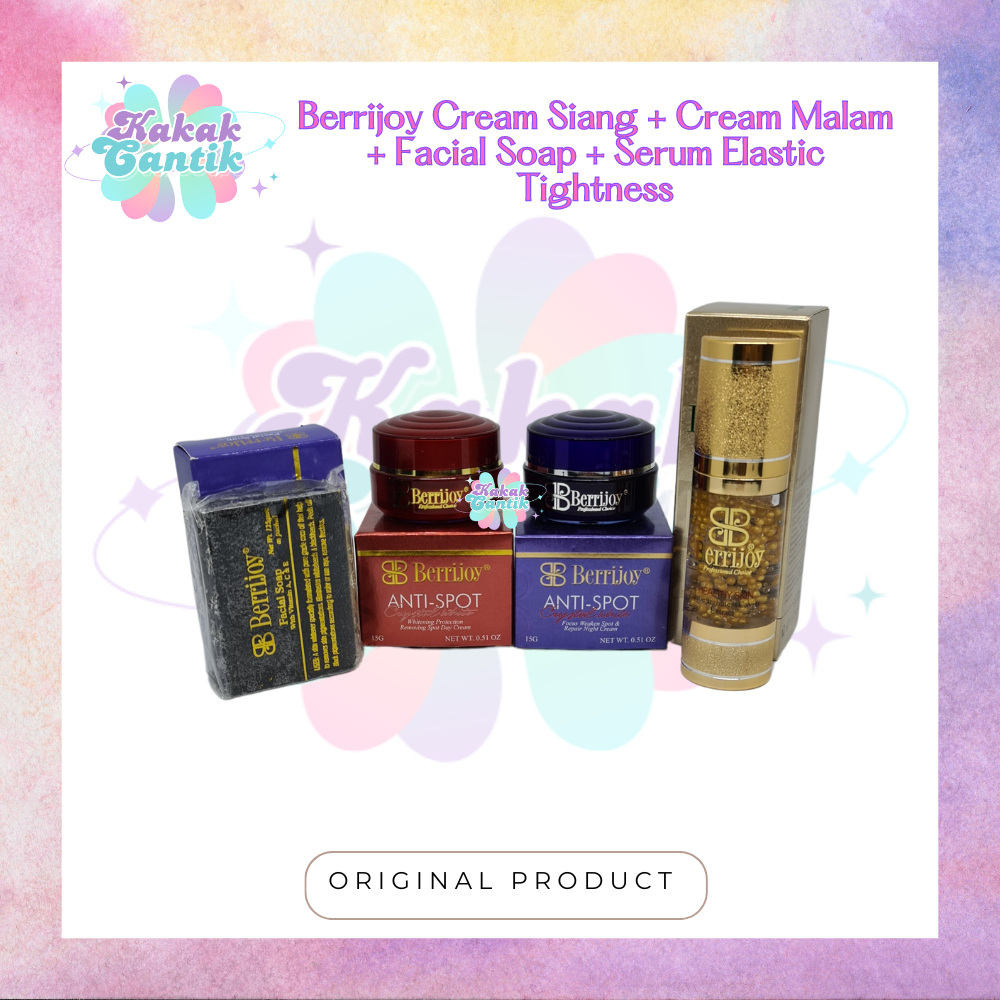 Berrijoy Cream Siang, Malam, Sabun Batang Berrijoy, Serum Gold Paket 4in1
