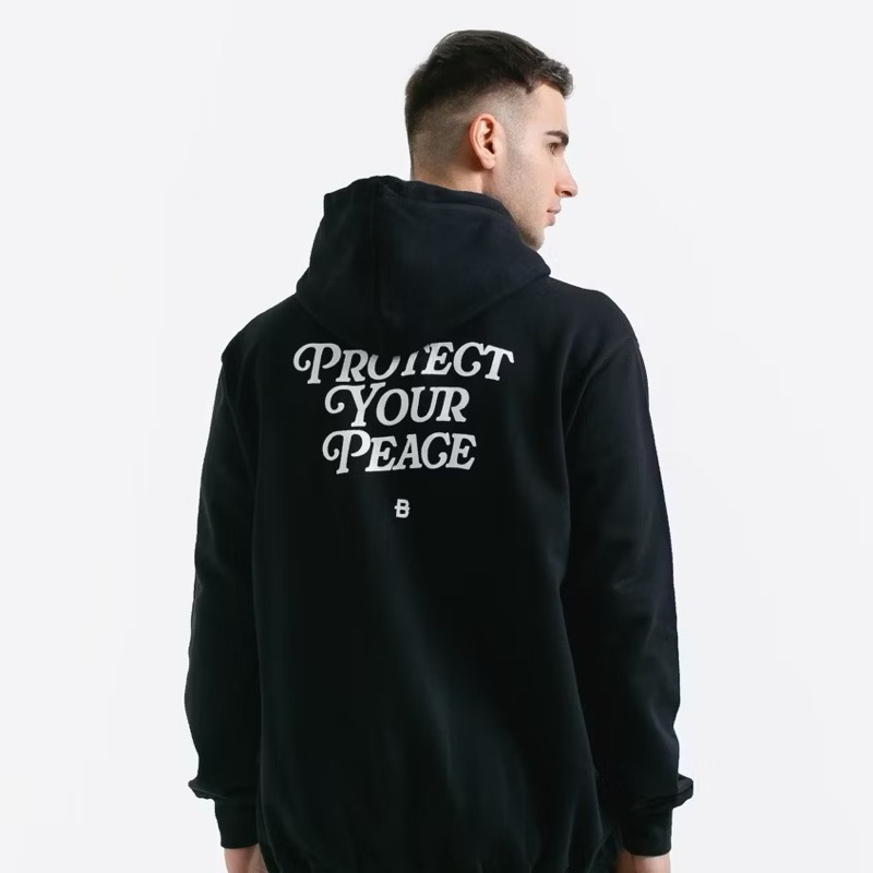 Hoodie Barley Division Hitam Peace Sweatershirt Pria Wanita