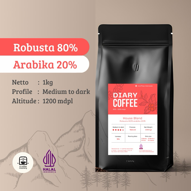 

Kopi Espresso bland 80 : 20 robusta arabika 1kg Bubuk kopi